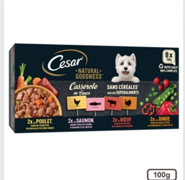 Lot de 8 Terrines Gourmandes Naturelles pour Chien – 100 g chacune
