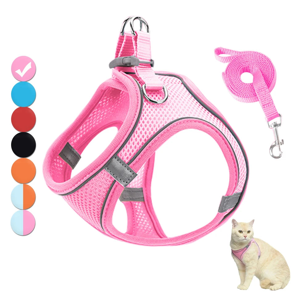 Harnais réfléchissant pour chat – Ensemble harnais et laisse réglable pour chats