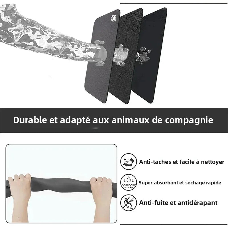 Tapis d'alimentation absorbant pour chat pour la nourriture et l'eau