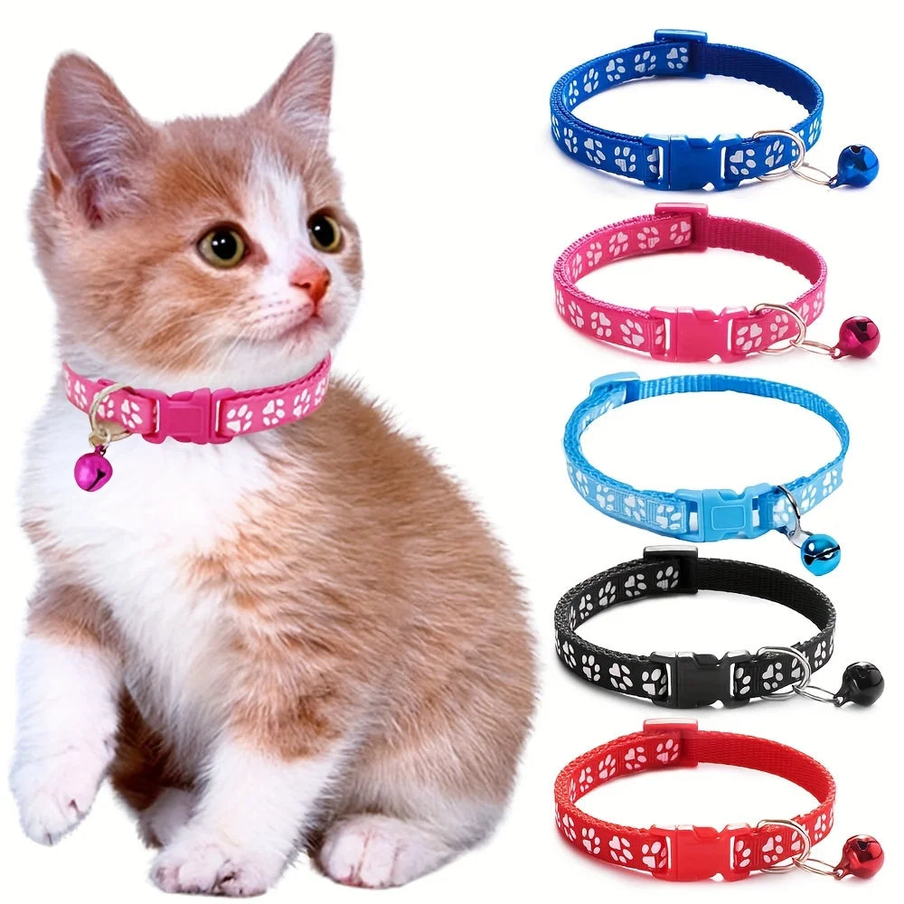 Collier pour chat tendance – Réglable avec clochette, motif coloré, pour chatons et chats