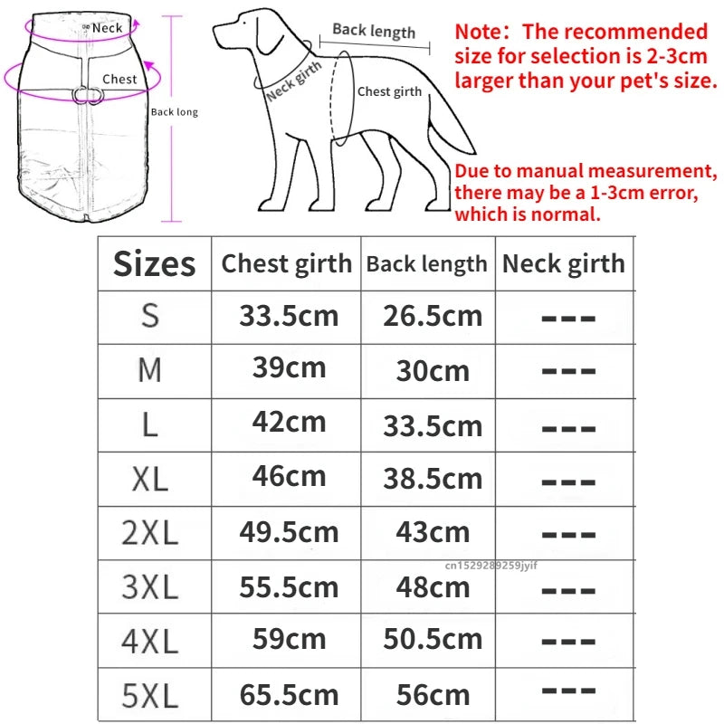Vêtement Imperméable et Chaud pour Chien – Manteau/Veste d’Hiver Matelassée avec Fermeture Éclair – Tenue pour Petits, Moyens et Grands Chiens