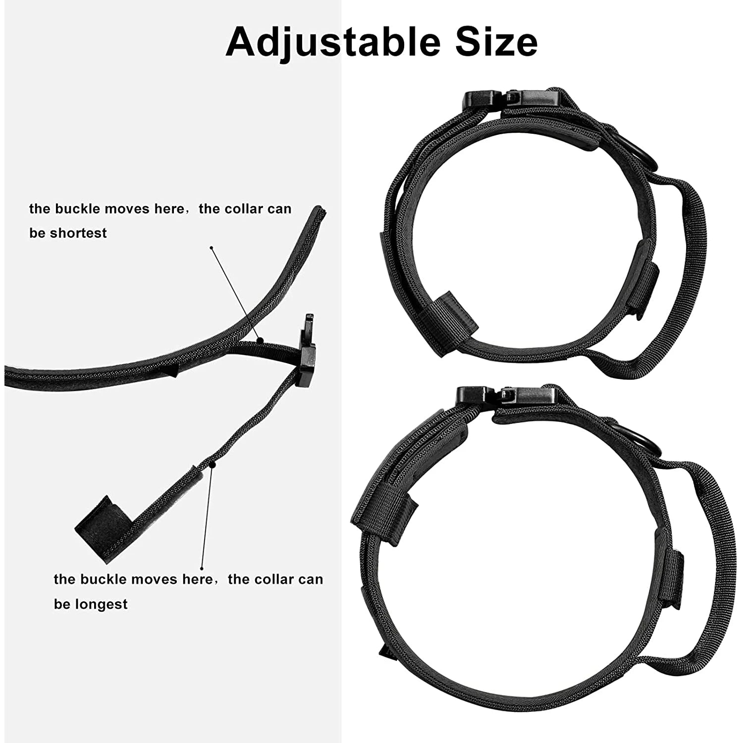 Collier d'entraînement ajustable en nylon avec poignée de contrôle et boucle en métal lourd pour chiens de taille moyenne et grande