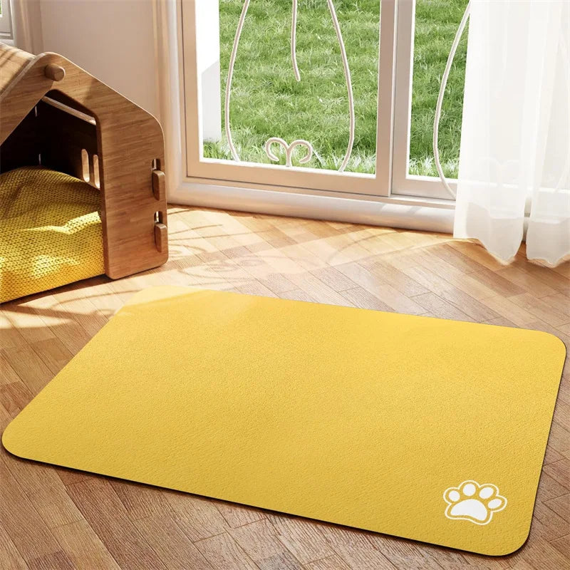 Tapis d'alimentation absorbant pour chat pour la nourriture et l'eau