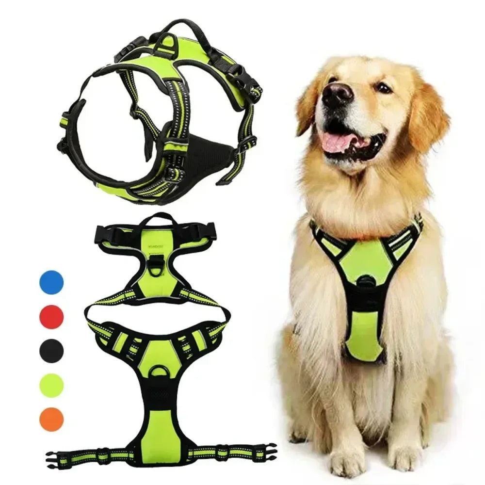 Harnais réfléchissant réglable et respirant - sangle de poitrine pour petit, moyen et grand chien
