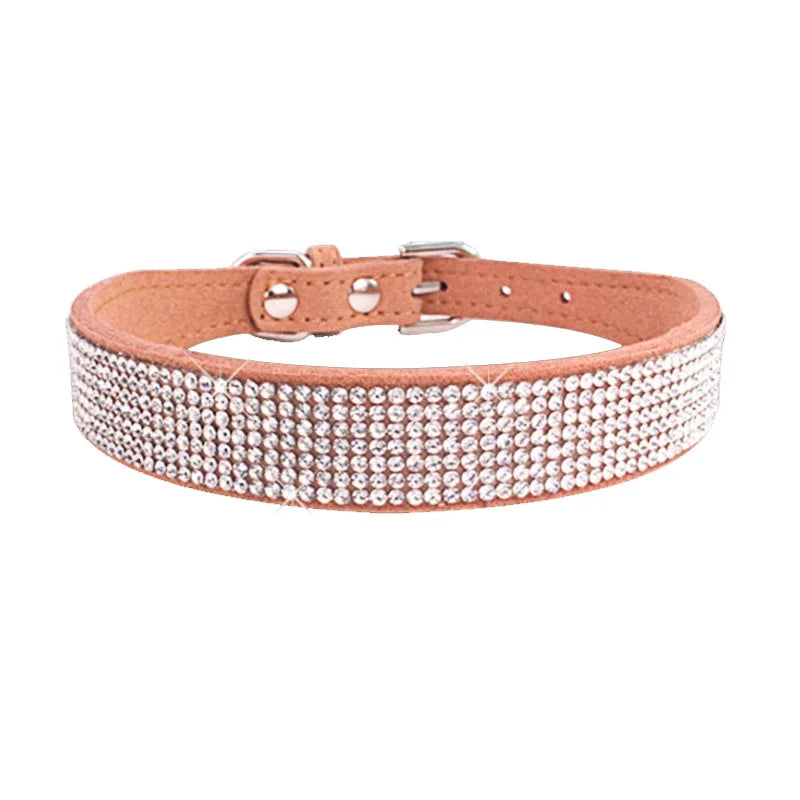 Collier pour chien et chat – Strass et paillettes, boucle en alliage de zinc, petits et moyens chiens