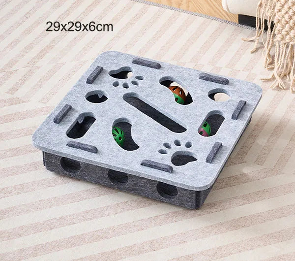 Jouet interactif pour chat – Labyrinthe en feutre avec balles à grelots, puzzle stimulant pour chatons et chats adultes