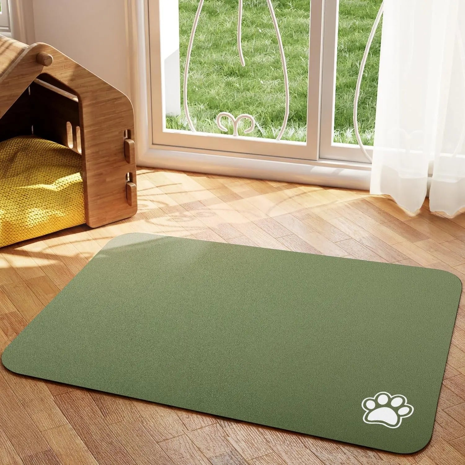 Tapis d'alimentation absorbant pour chat pour la nourriture et l'eau