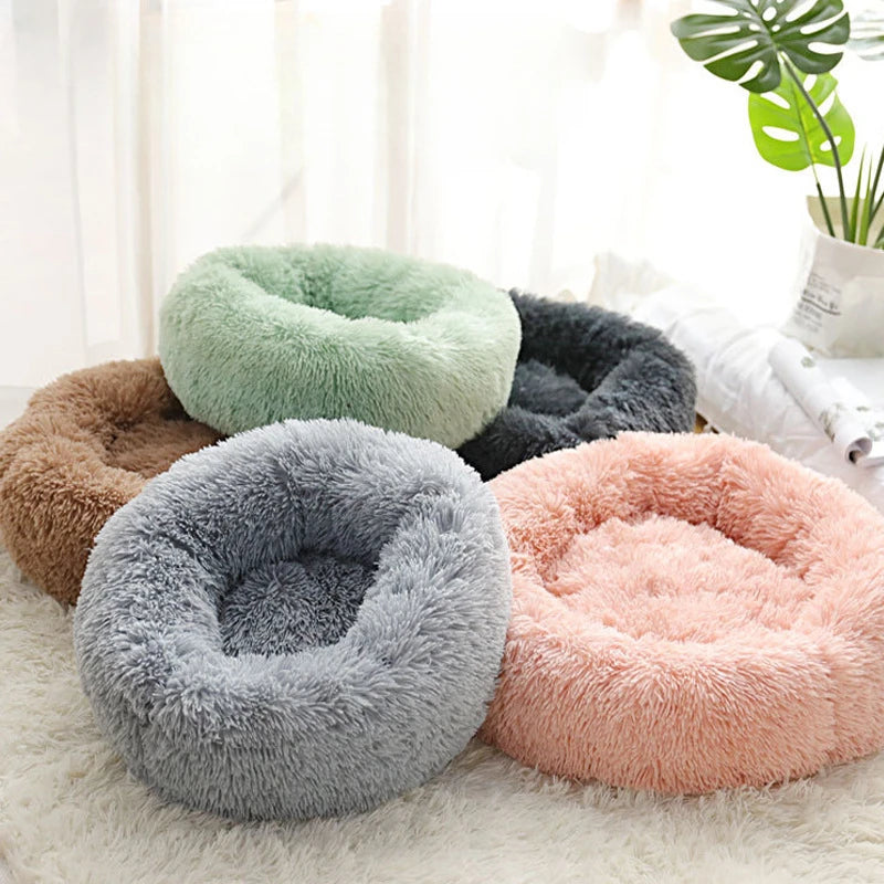 Lit rond en peluche pour chat – Panier chaud, détachable et lavable, idéal pour l’hiver et toutes les saisons