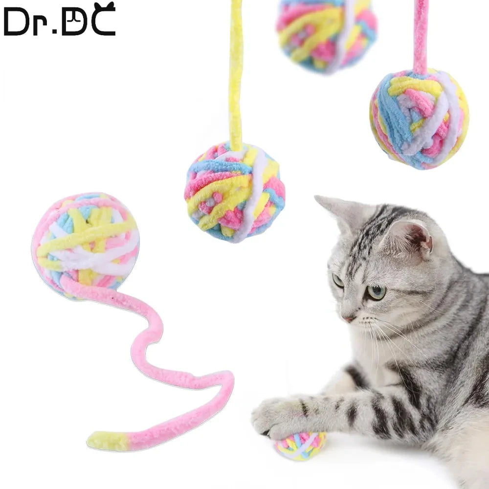 Boules de laine colorées et amusantes à mâcher et à taquiner pour chats