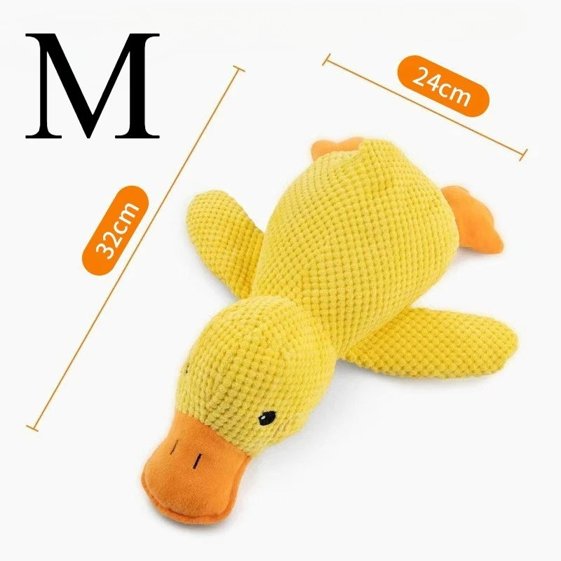 Jouet sonore en peluche en forme de canard endormi pour petits et grands chiens - résistant aux morsures et aux grincements des dents