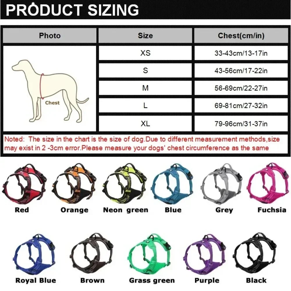 Harnais réfléchissant réglable et respirant - sangle de poitrine pour petit, moyen et grand chien