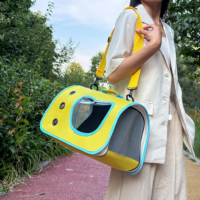 Sac de Transport Portable pour Chat  – Sac Pliable Respirant à Bandoulière – Idéal pour Voyages et Sorties en Extérieur