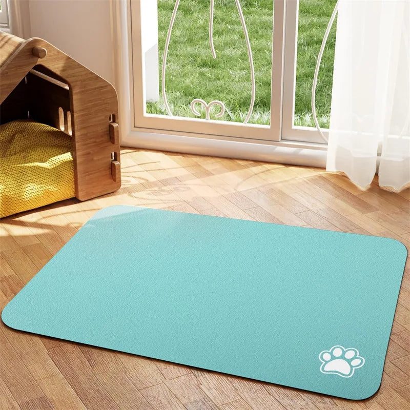 Tapis d'alimentation absorbant pour chat pour la nourriture et l'eau