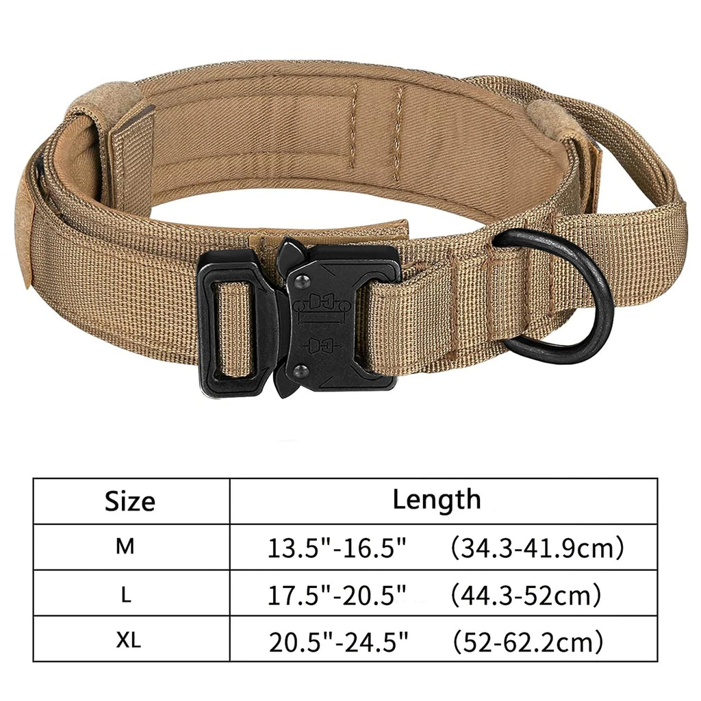 Collier d'entraînement ajustable en nylon avec poignée de contrôle et boucle en métal lourd pour chiens de taille moyenne et grande