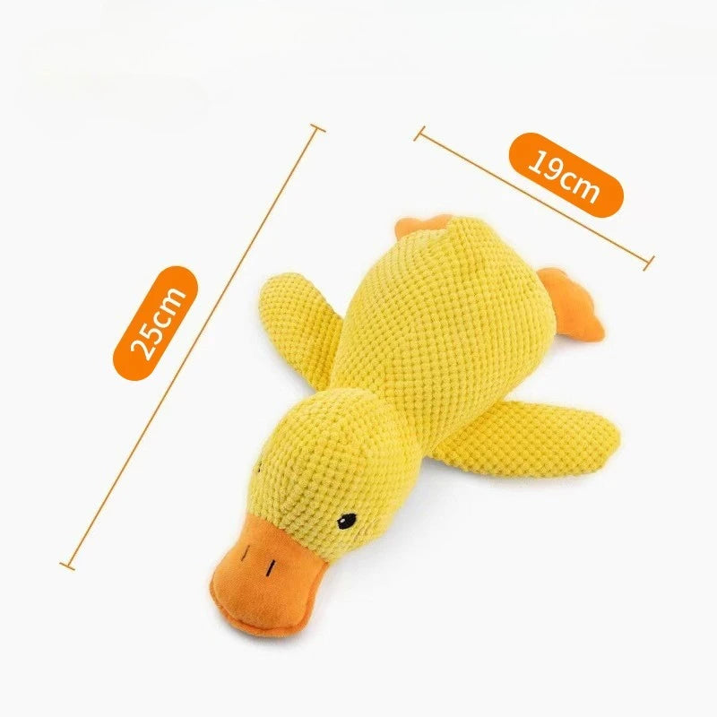Jouet sonore en peluche en forme de canard endormi pour petits et grands chiens - résistant aux morsures et aux grincements des dents