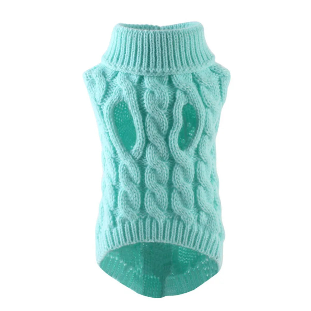 Pull Tricoté pour Petit Chien – Vêtement Mode Automne/Hiver pour Petits Animaux – Pull Chaud et Confortable à Motif Torsadé