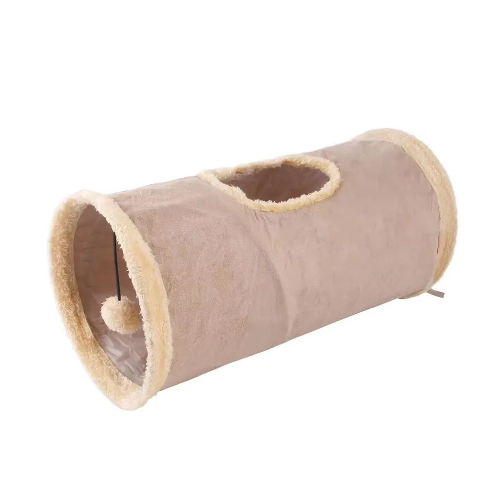 Tunnel d’hiver pliable pour chat – Jouet interactif de chasse et cachette en daim