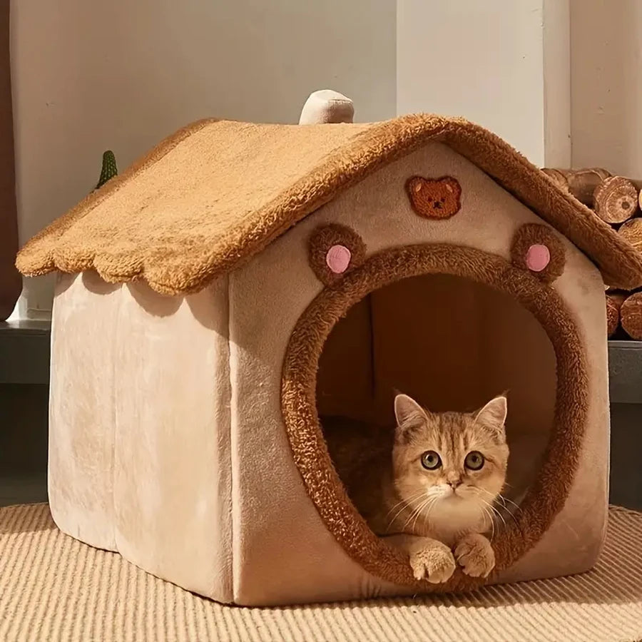 Maison pliable pour chat – Niche douce et lavable, canapé confortable pour petits et moyens chats