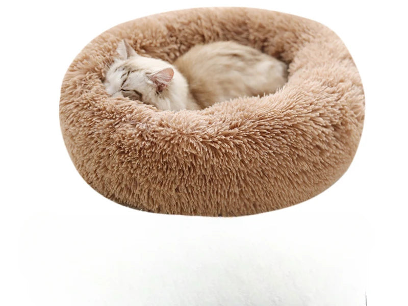 Lit rond en peluche pour chat – Panier chaud, détachable et lavable, idéal pour l’hiver et toutes les saisons