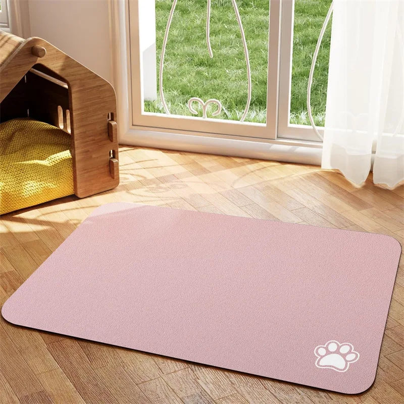 Tapis d'alimentation absorbant pour chat pour la nourriture et l'eau