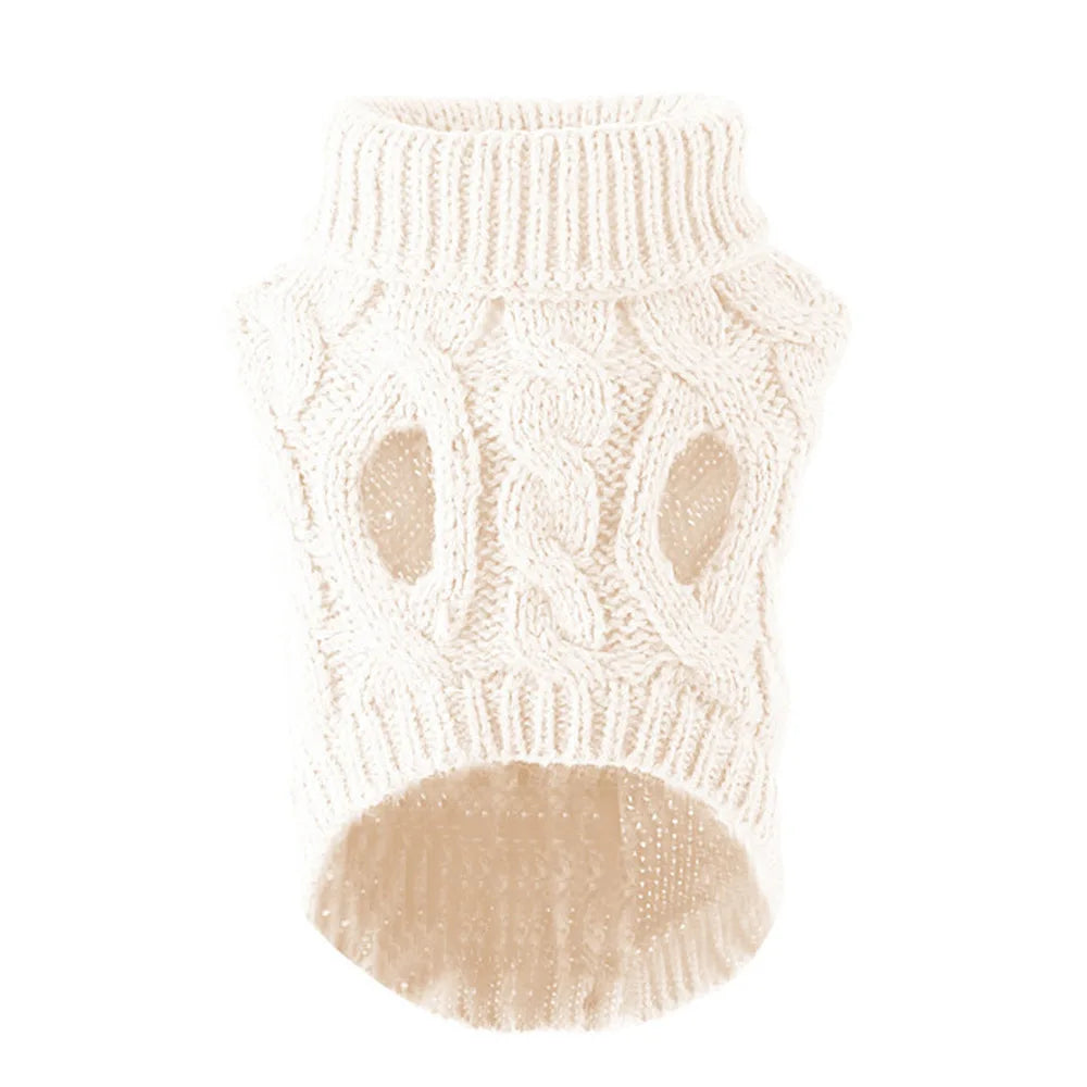 Pull Tricoté pour Petit Chien – Vêtement Mode Automne/Hiver pour Petits Animaux – Pull Chaud et Confortable à Motif Torsadé