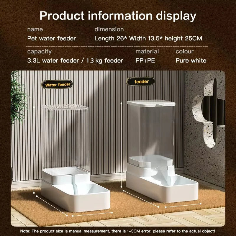 Distributeur automatique de nourriture et d'eau pour chats avec récipient de stockage par gravité