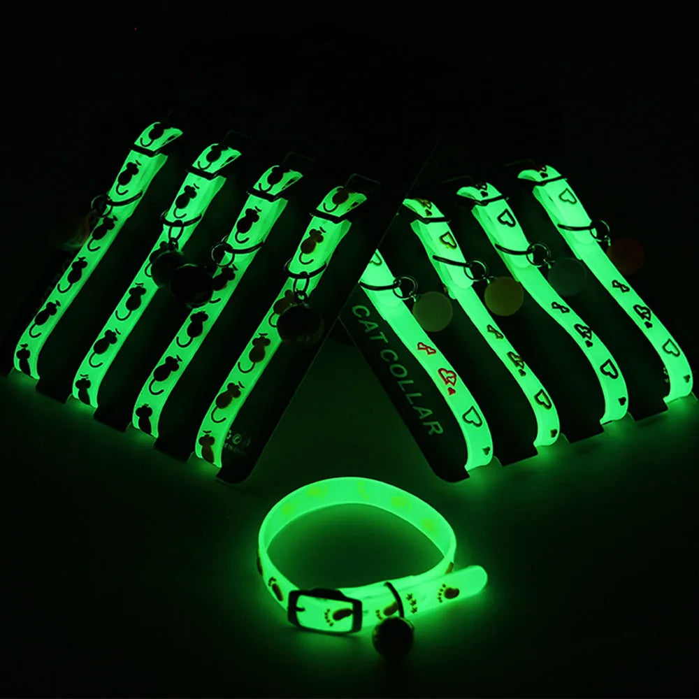 Collier Lumineux pour Chat – Fluorescent en Silicone avec Clochette – Anti-Perte pour Chatons, Chats