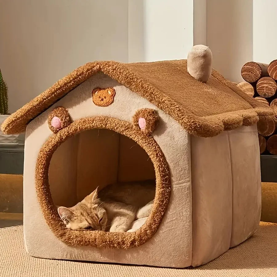 Maison pliable pour chat – Niche douce et lavable, canapé confortable pour petits et moyens chats