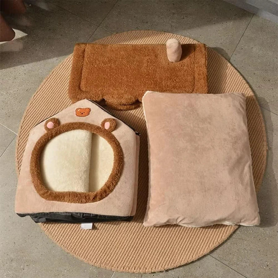 Maison pliable pour chat – Niche douce et lavable, canapé confortable pour petits et moyens chats