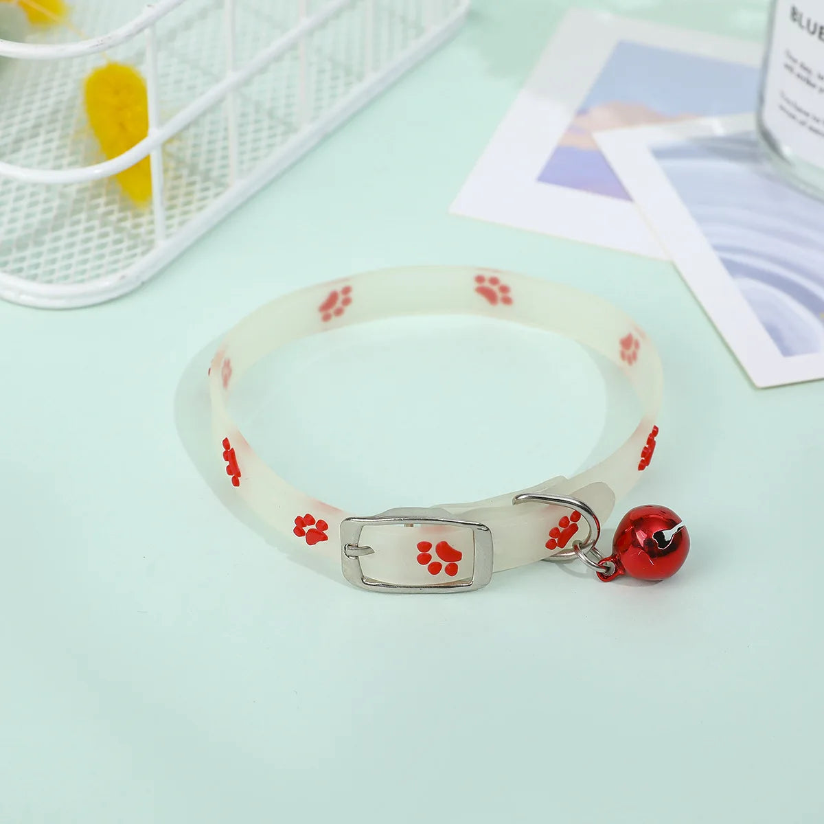 Collier Lumineux pour Chat – Fluorescent en Silicone avec Clochette – Anti-Perte pour Chatons, Chats