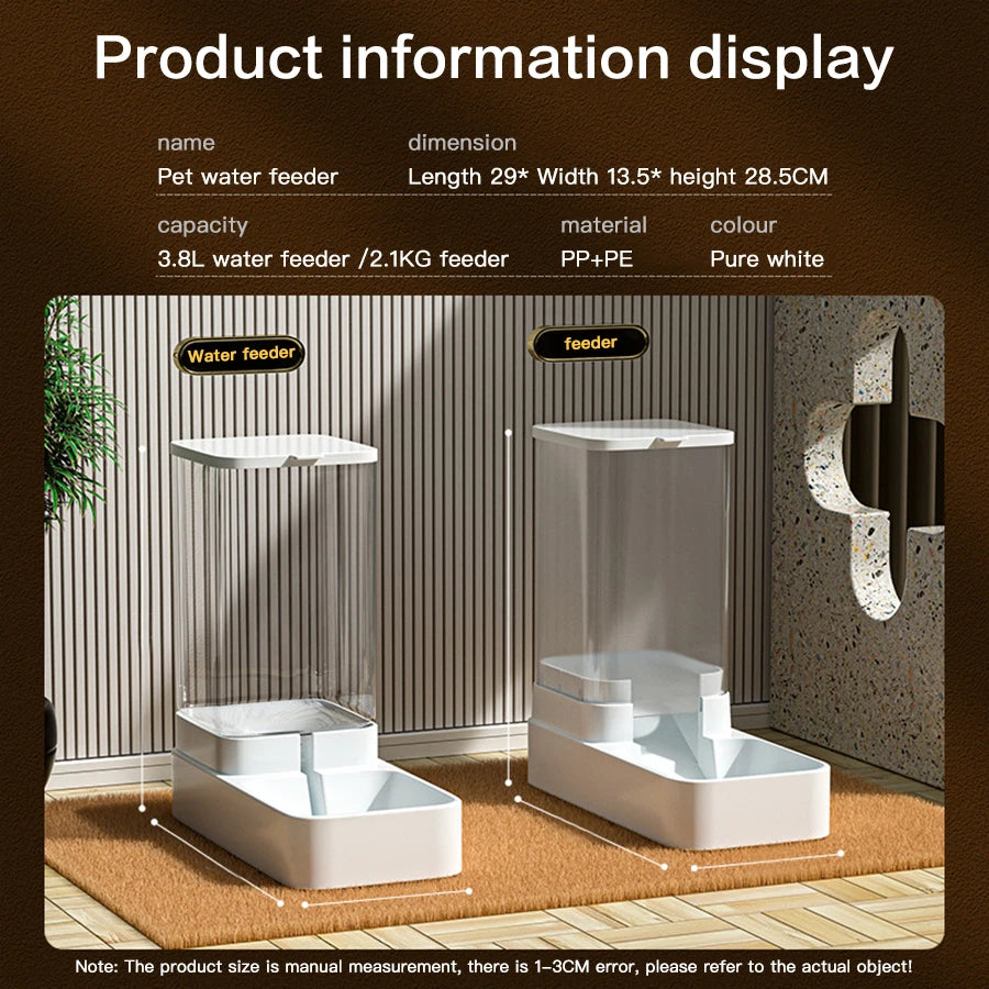 Distributeur automatique de nourriture et d'eau pour chats avec récipient de stockage par gravité