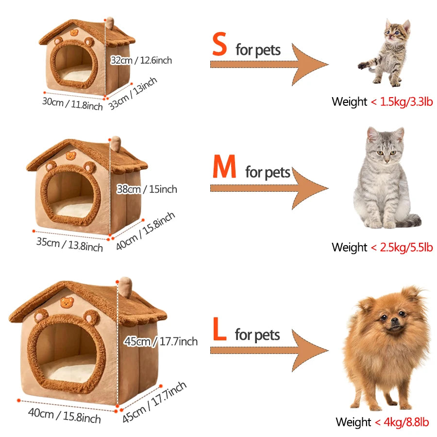 Maison pliable pour chat – Niche douce et lavable, canapé confortable pour petits et moyens chats
