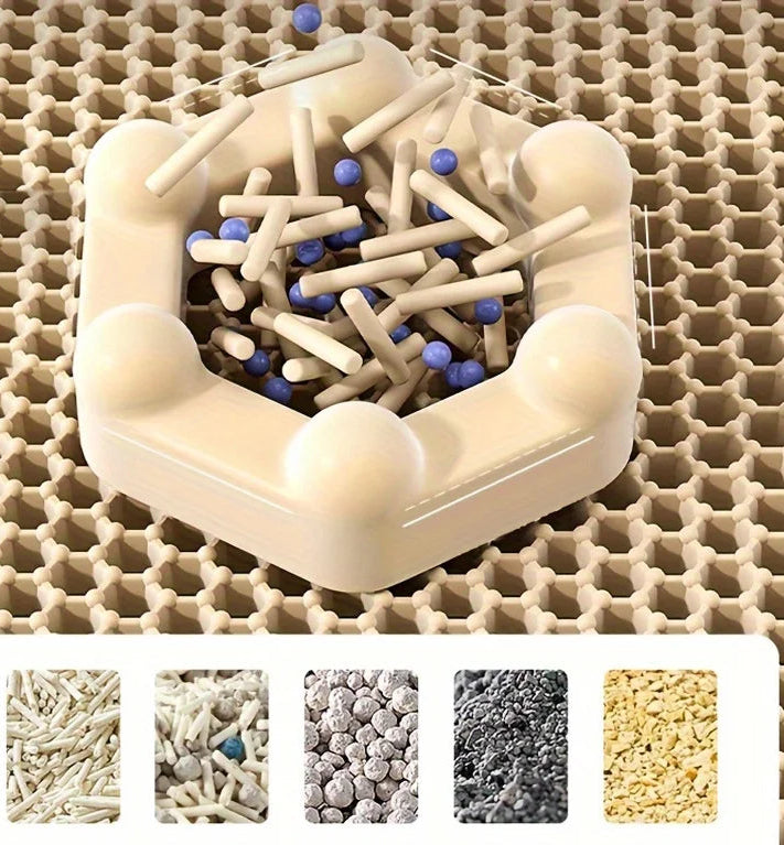 Tapis de litière pour chat grande taille – Double couche en nid d’abeille, imperméable et facile à nettoyer