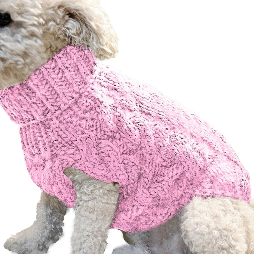 Pull Tricoté pour Petit Chien – Vêtement Mode Automne/Hiver pour Petits Animaux – Pull Chaud et Confortable à Motif Torsadé