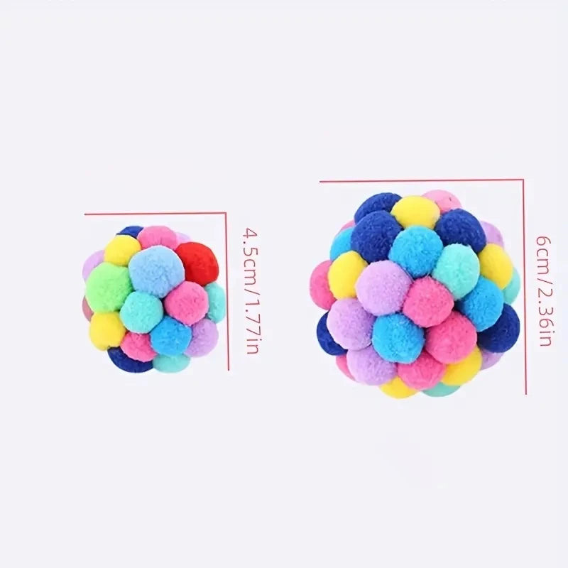 Lot de 3 jouets pour chat - ballon peluche, élastique ou en laine