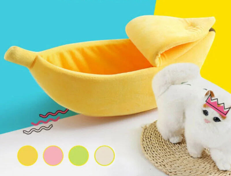 Lit pour chat en forme de banane – Panier mignon, chaud et confortable, idéal pour chatons
