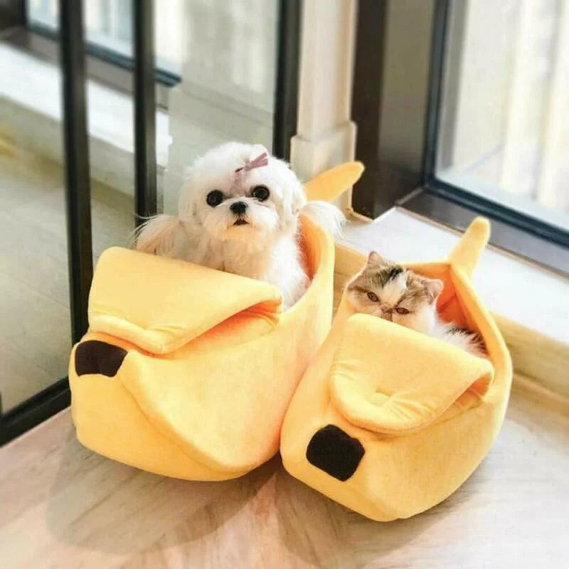Lit pour chat en forme de banane – Panier mignon, chaud et confortable, idéal pour chatons