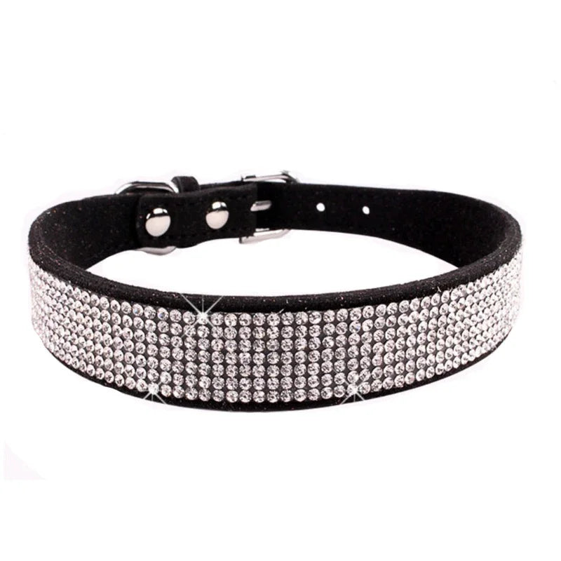 Collier pour chien et chat – Strass et paillettes, boucle en alliage de zinc, petits et moyens chiens