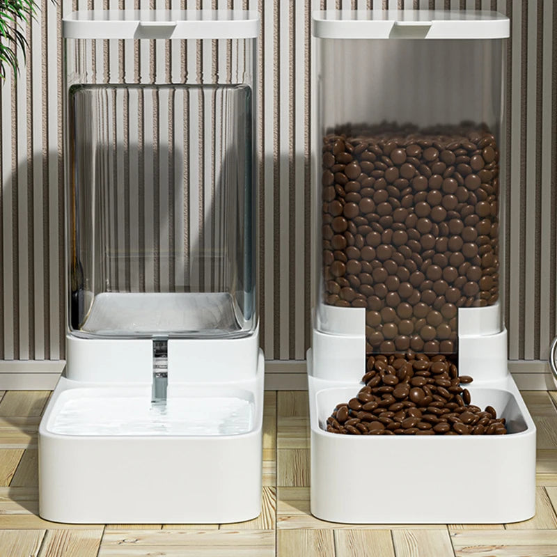 Distributeur automatique de nourriture et d'eau pour chiens avec récipient de stockage par gravité