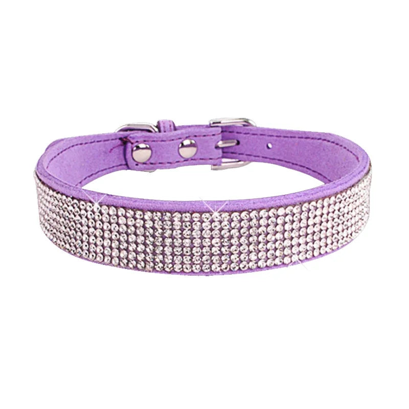 Collier pour chien et chat – Strass et paillettes, boucle en alliage de zinc, petits et moyens chiens