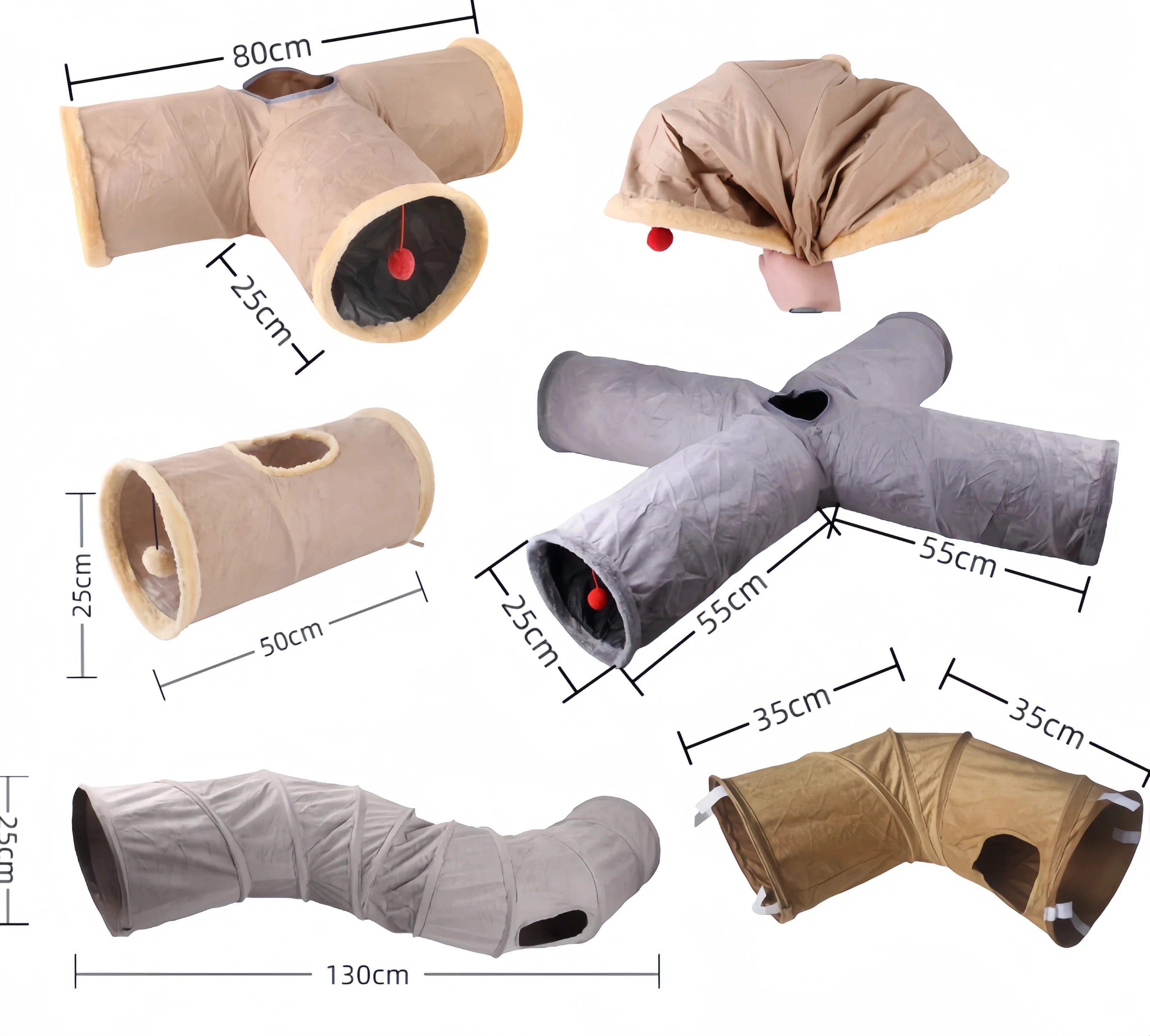 Tunnel d’hiver pliable pour chat – Jouet interactif de chasse et cachette en daim