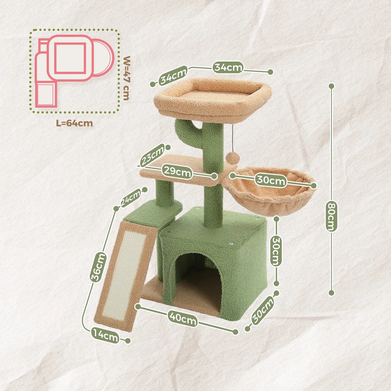 Arbre à Chat d’Intérieur – Tour pour Chats avec Griffoirs, Grand Hamac et Perchoir Supérieur Amovible