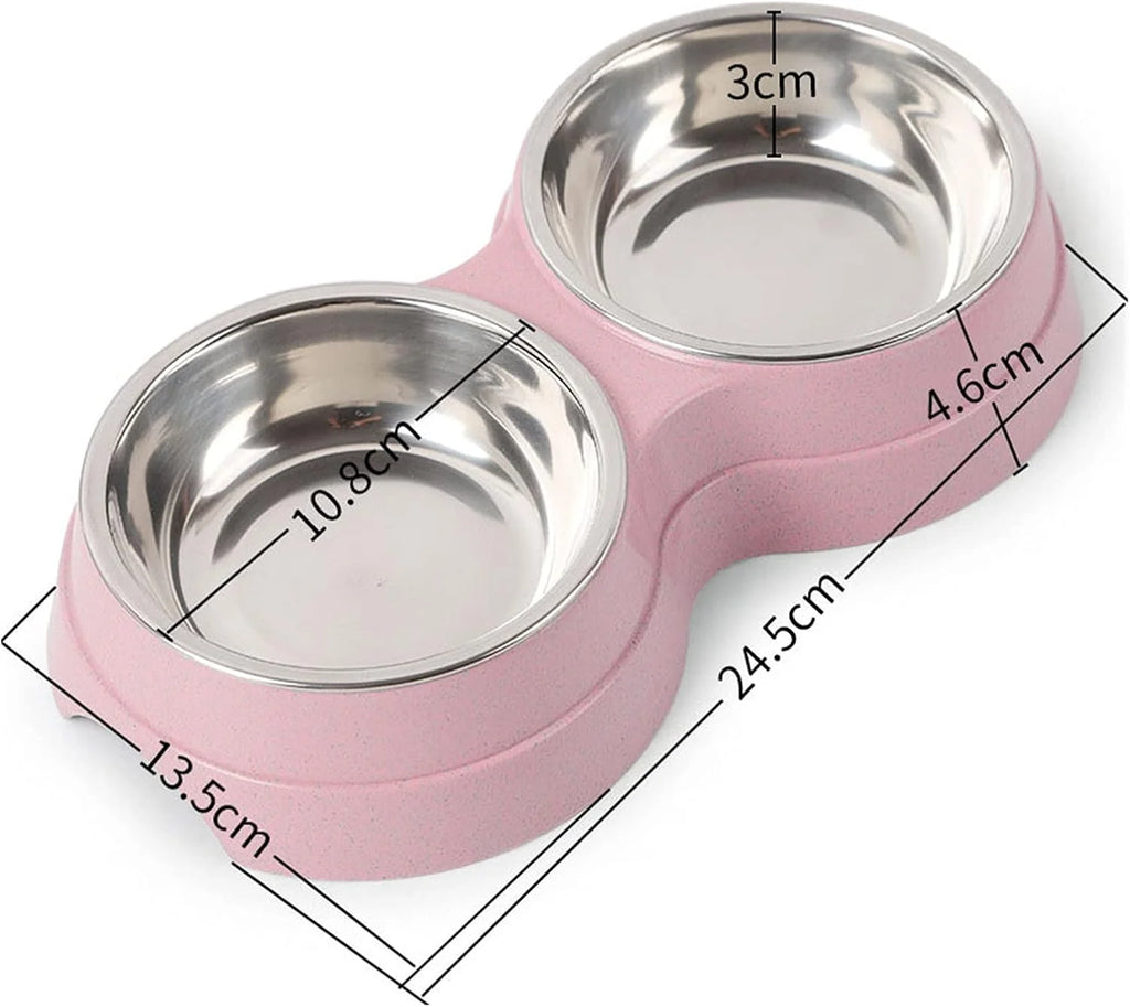 Double gamelle en acier inoxydable pour chat – Bol d’eau et de nourriture