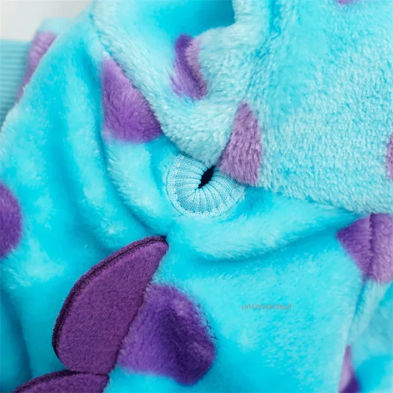 Manteau Chaud à Capuche Bleu Dinosaure pour Chats – Vêtement Automne/Hiver Épais pour Petits et Moyens Animaux