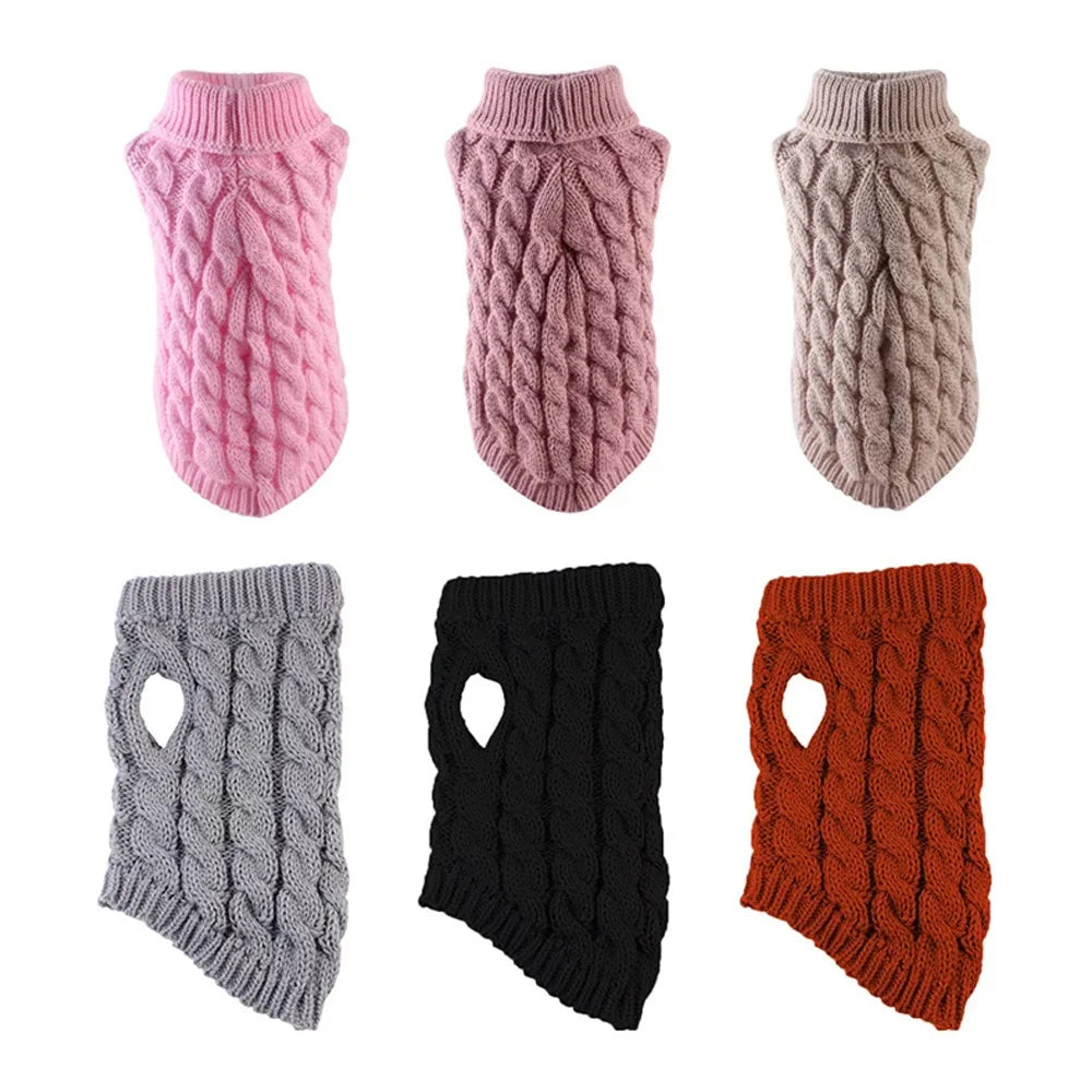 Pull Tricoté pour Petit Chien – Vêtement Mode Automne/Hiver pour Petits Animaux – Pull Chaud et Confortable à Motif Torsadé