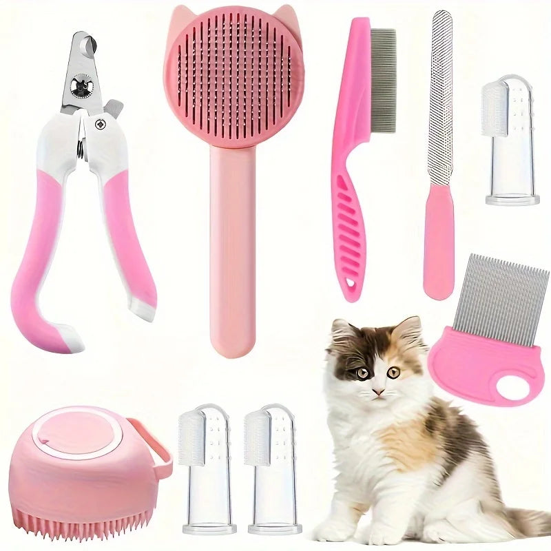 Kit de Beauté 8 en 1 pour Chat – Toilettage Complet et Soin du Pelage
