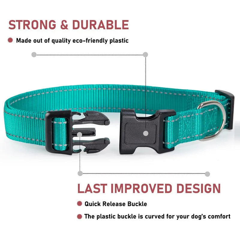 Collier réfléchissant pour chien avec sangle de sécurité réglable