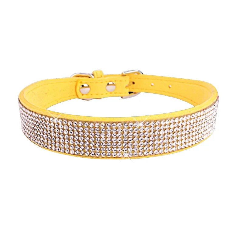 Collier pour chien et chat – Strass et paillettes, boucle en alliage de zinc, petits et moyens chiens