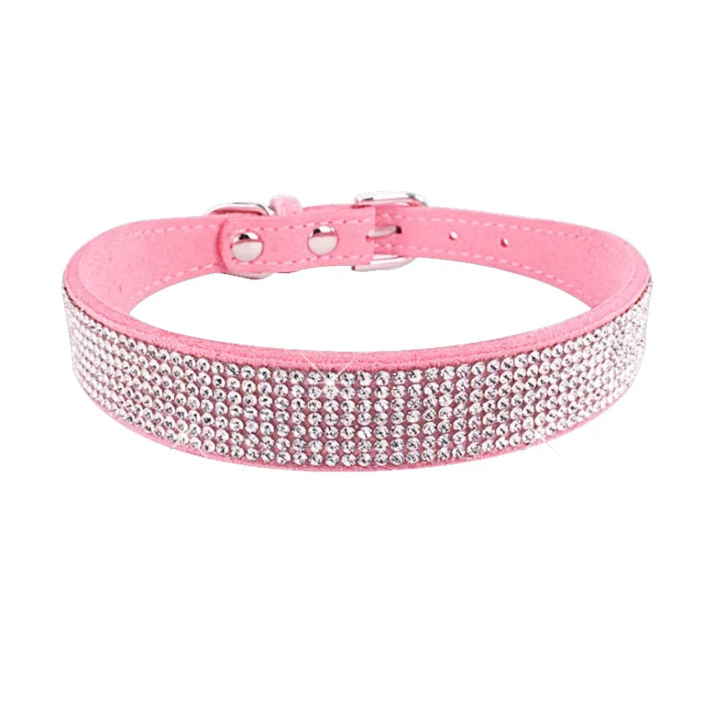 Collier pour chien et chat – Strass et paillettes, boucle en alliage de zinc, petits et moyens chiens