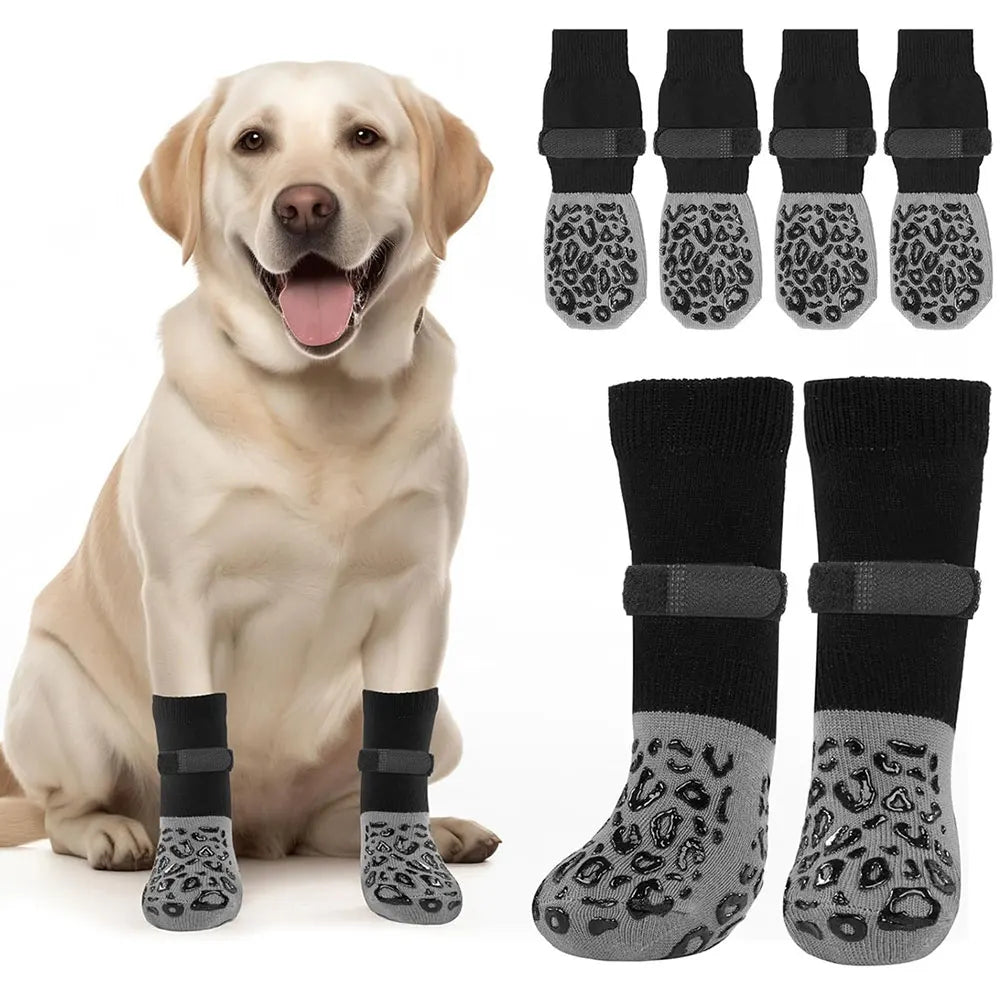 Chaussettes Antidérapantes Double Face pour Chien – Lot de 4